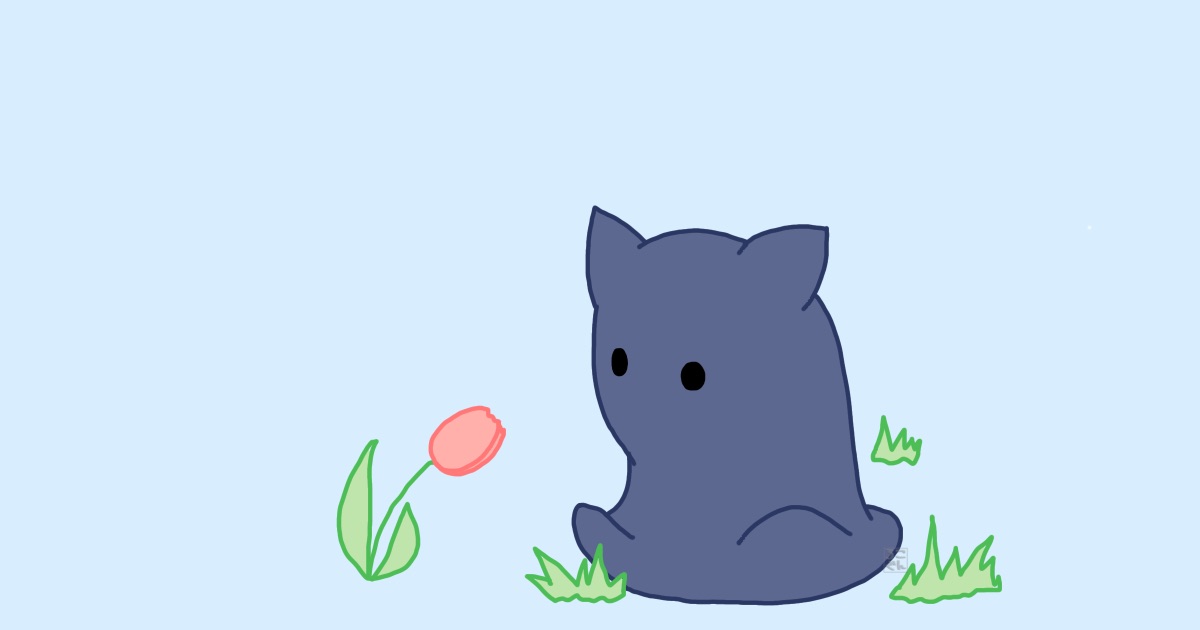 こんちゃんとチューリップ